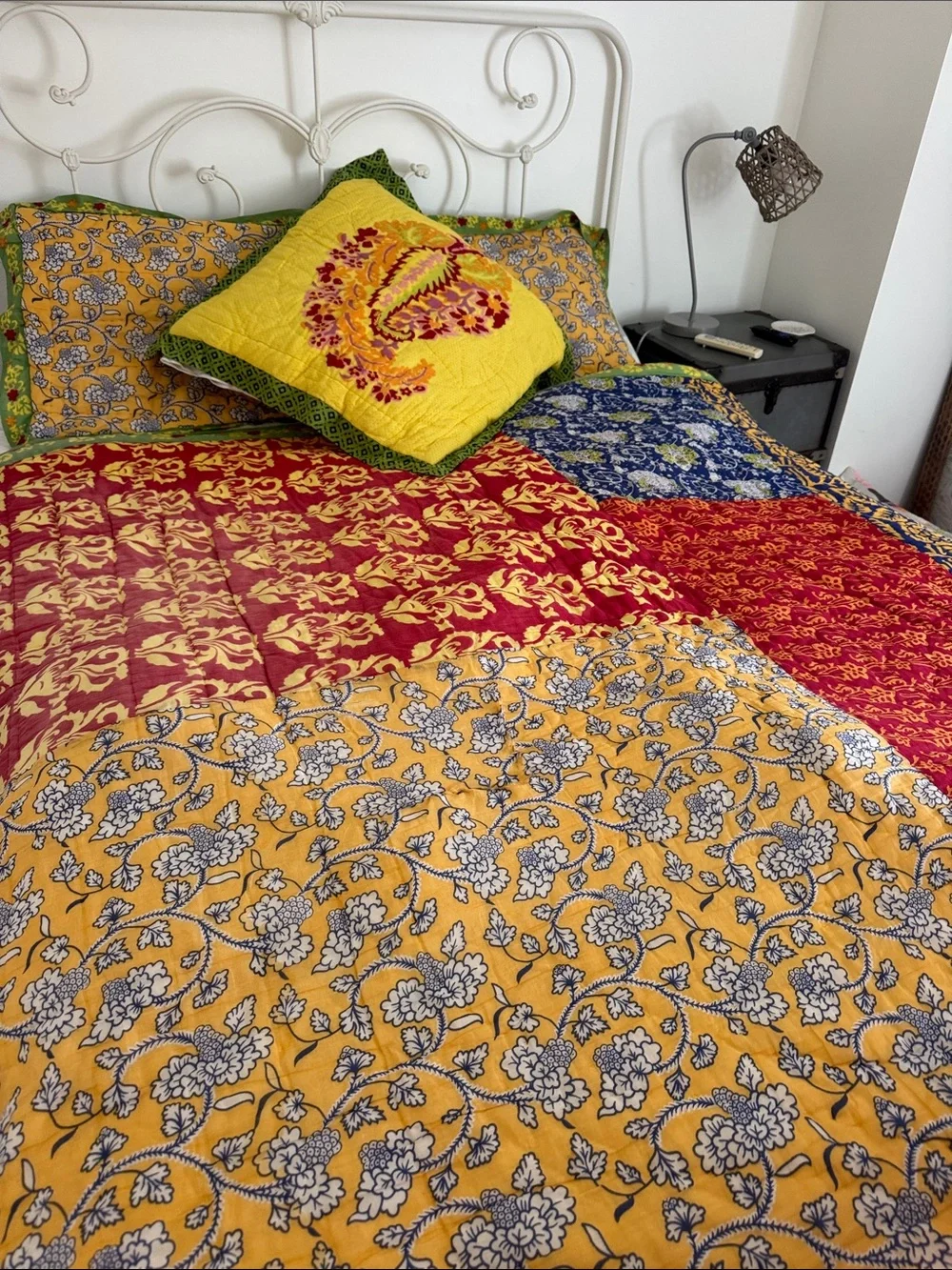 Anthropologie twin patchwork reversible quilt set. 4 pieces. Discontinued set.